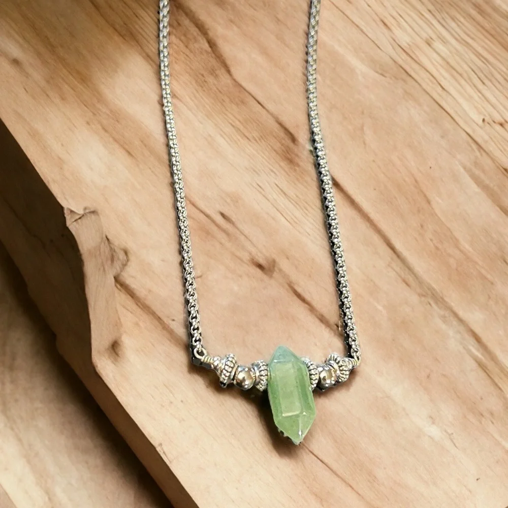 🔴Handmade Double terminated green adventurine crystal gems adjustable choker_8